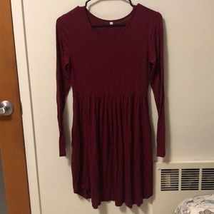 Long sleeve Crimson red dress